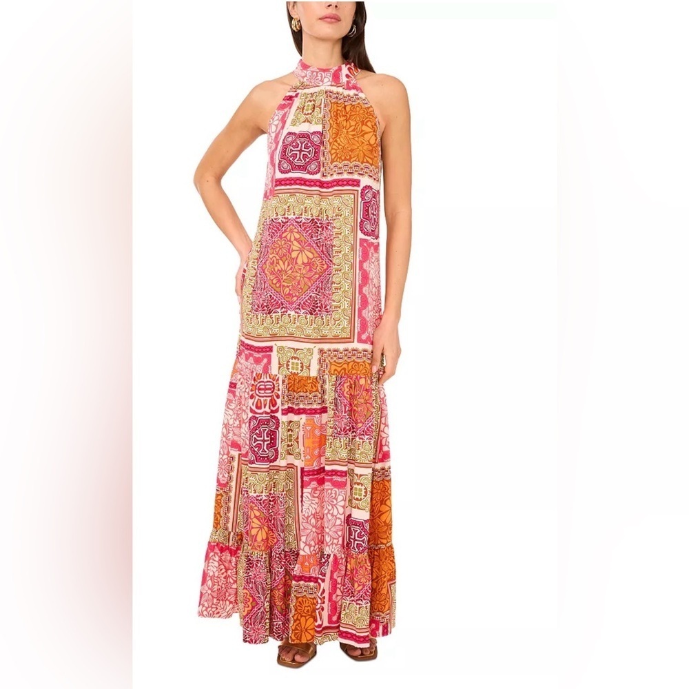 Vince Camuto Getaway Quilt-Print Maxi Dress – XL